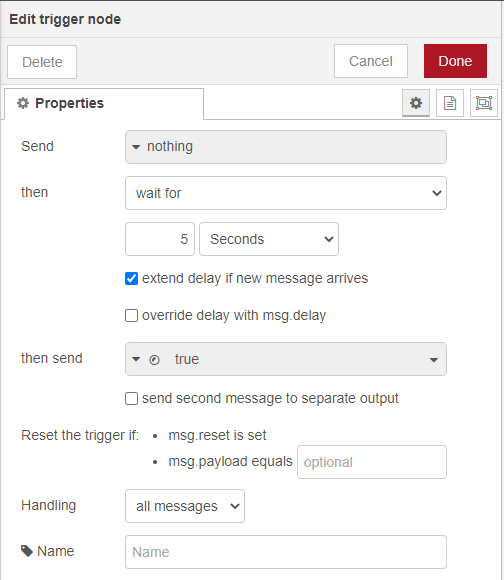 Trigger node configuration